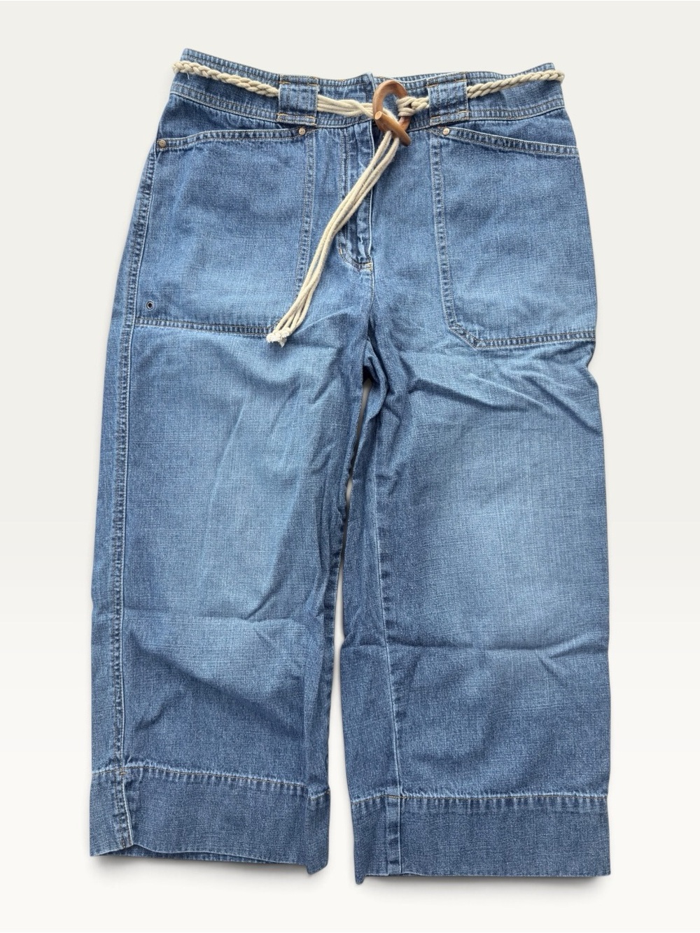 Ralph Lauren Jeans Wide Leg Denim Culottes Jeans Size 8 Belted